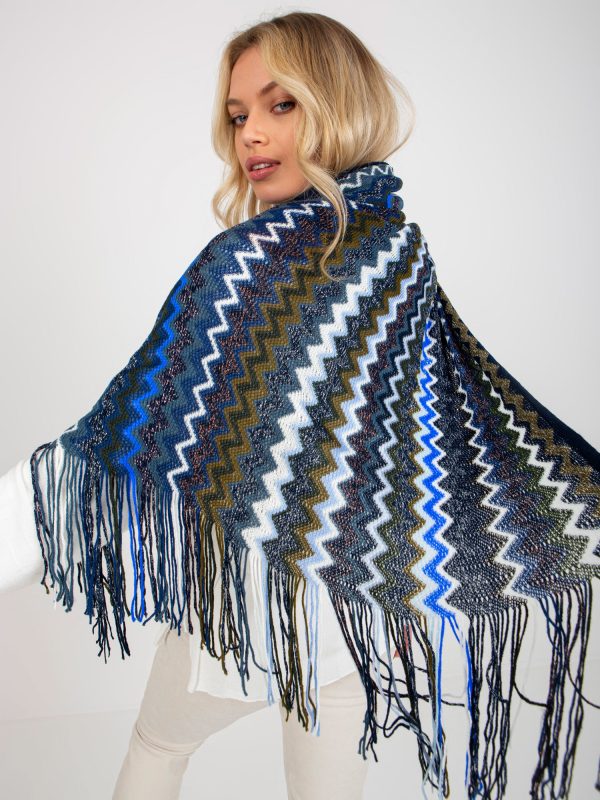 Wholesale Navy Blue Women's Winter Shawl with Patterns