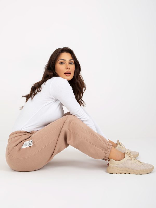 Wholesale Beige Lockere Jogginghose with Paspeln