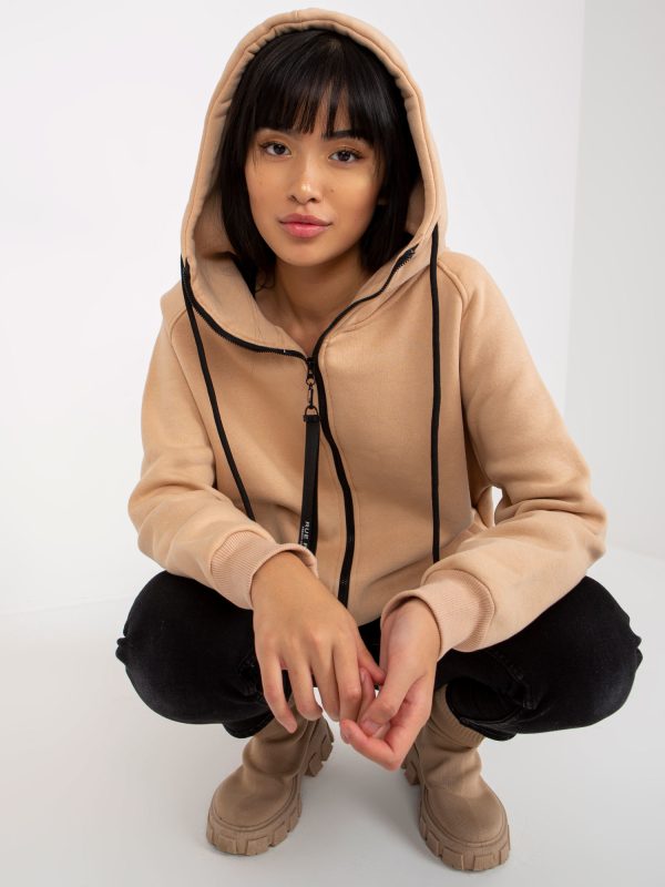 Wholesale Beige basic hoodie RUE PARIS