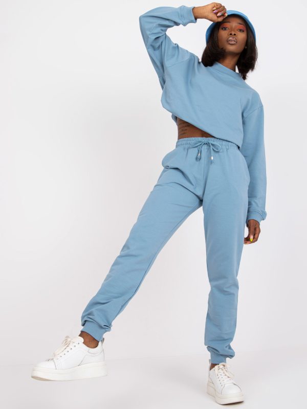 Wholesale Dirty blue basic sweatpants with pockets
