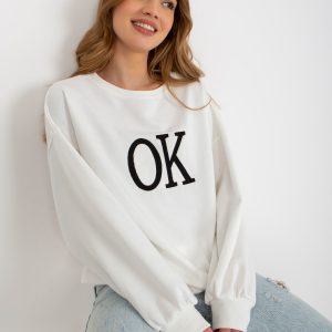 Wholesale White loose oversize sweatshirt without hood with inscription