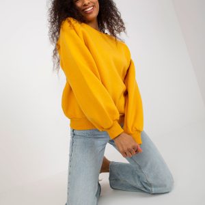 Wholesale Dark Yellow Wide Sleeve Basic Sweatshirt