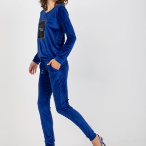 Wholesale Cobalt Ladies Printed Velour Set