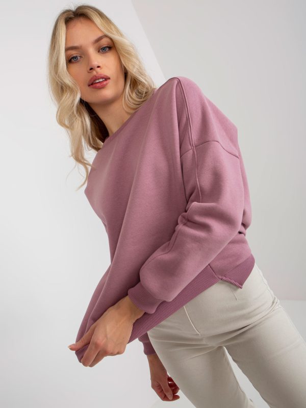 Wholesale Dirty pink basic sweatshirt with round neckline