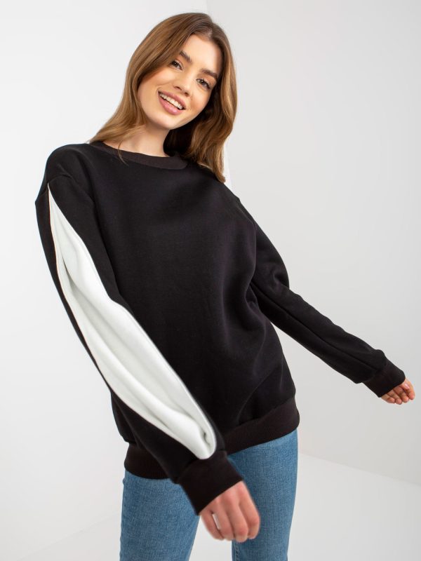 Wholesale Black hoodless sweatshirt with slit sleeves