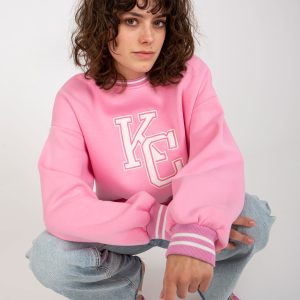 Wholesale Pink Hoodless Sweatshirt with Patch