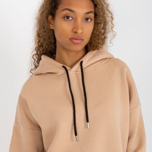 Wholesale Beige sweatshirt basic kangaroo RUE PARIS