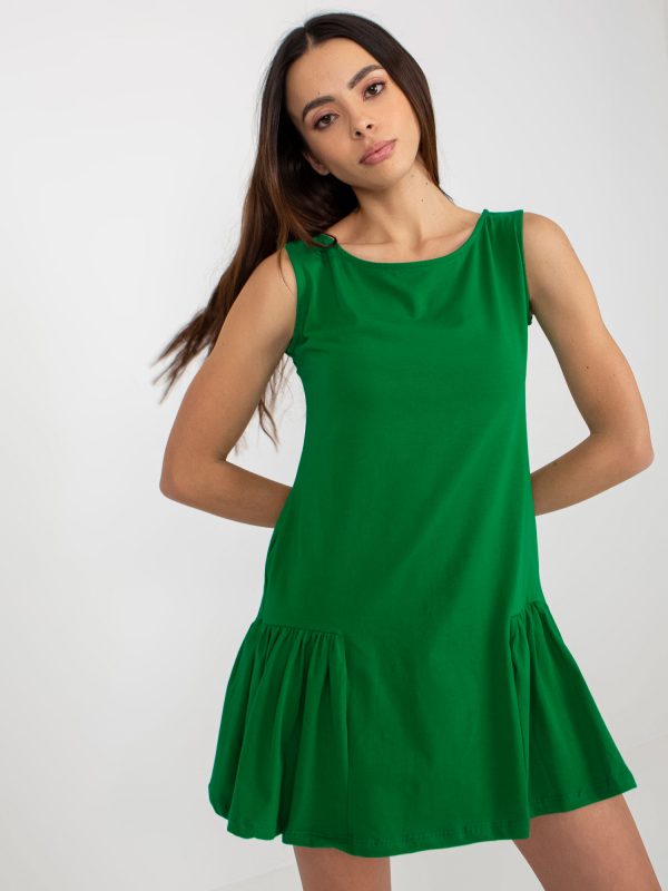 Wholesale Green Ruffle Sleeveless Mini Dress