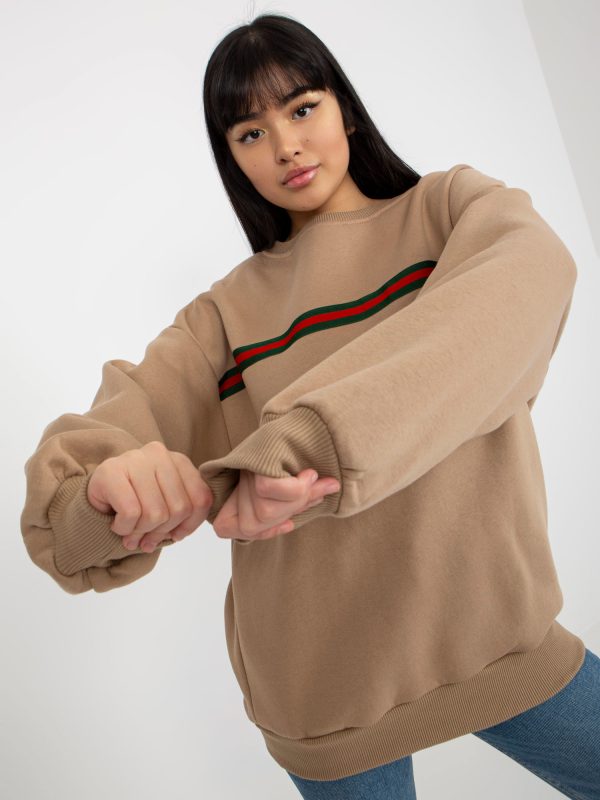 Wholesale Dark beige sweatshirt for women oversize without hood