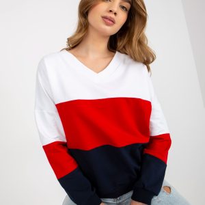 Wholesale White and navy blue basic sweatshirt without hood RUE PARIS