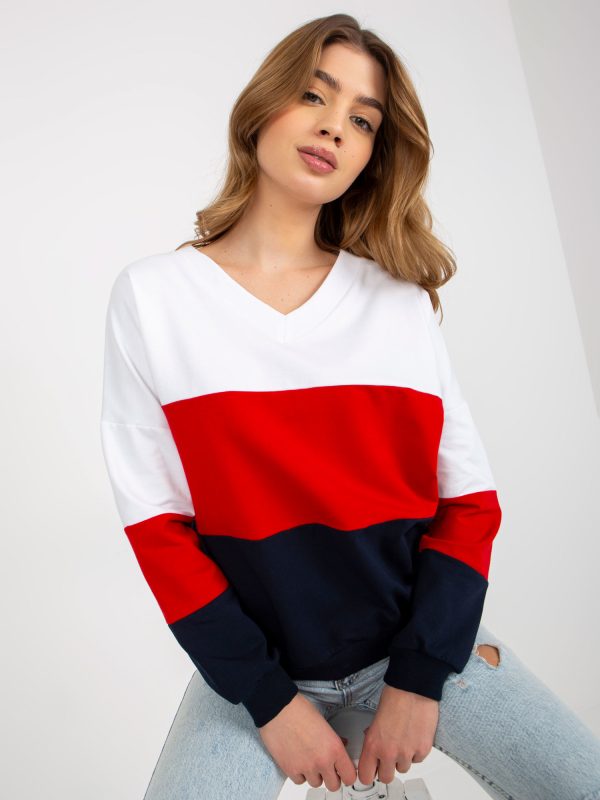 Wholesale White and navy blue basic sweatshirt without hood RUE PARIS