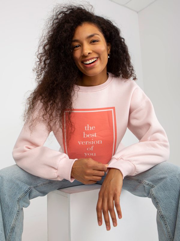 Wholesale Pale Pink Oversize Sweatshirt with Print