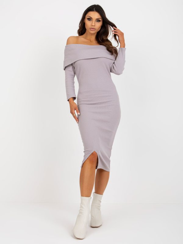 Wholesale Light Purple Fitted Basic Spanish Striped Dress