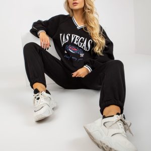 Wholesale Black Women's Oversize Print Tracksuit Set