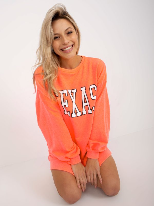 Wholesale Fluo orange oversize sweatshirt with print