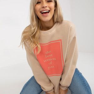 Wholesale Beige oversize sweatshirt with print