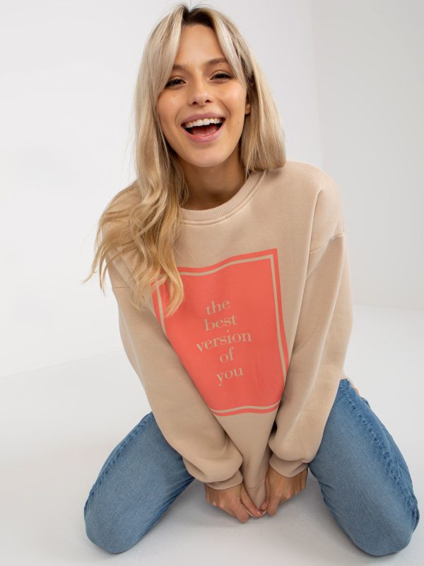 Wholesale Beige oversize sweatshirt with print