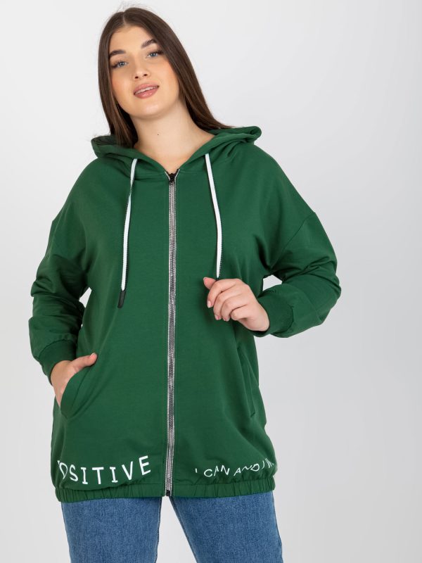 Wholesale Dark green plus size sweatshirt with inscriptions
