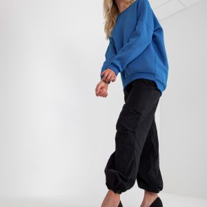 Wholesale Dark Blue Basic Cotton Sweatshirt