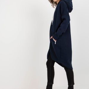 Wholesale Navy blue long sweatshirt basic oversize Stunning