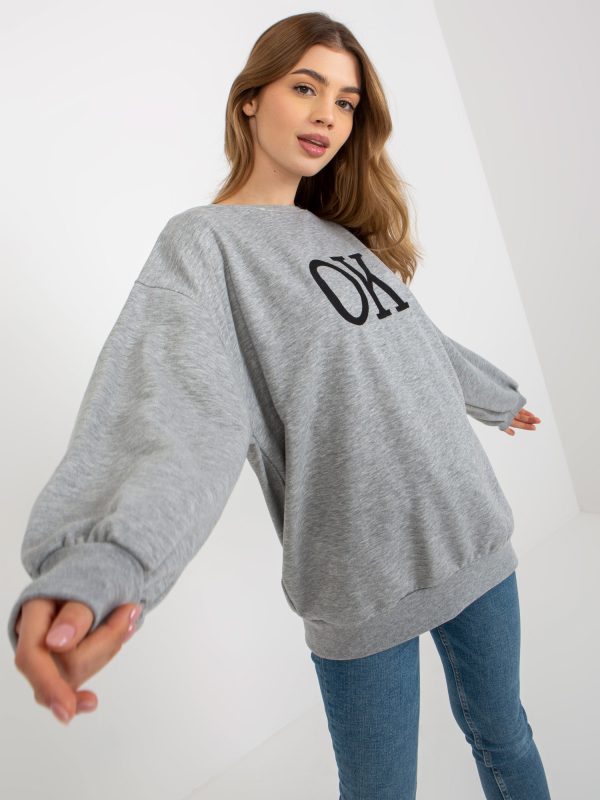 Wholesale Gray loose-fitting oversize hoodie with inscription