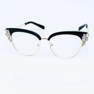 Wholesale Women's CAT EYE Zero Glasses with Crystals