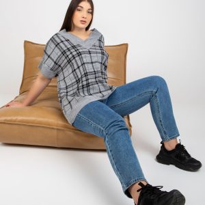 Wholesale Grey Knitted Plus Size Plaid Vest