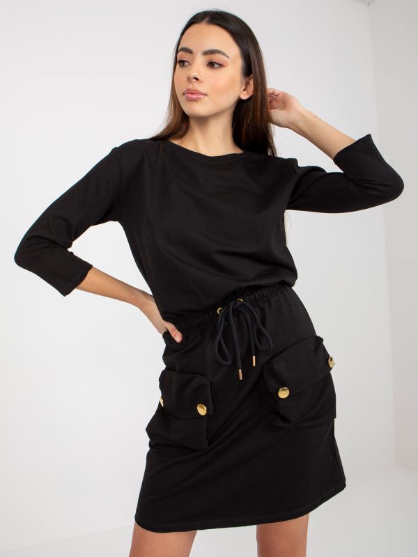 Wholesale Black Casual Mini Dress with Pockets OCH BELLA