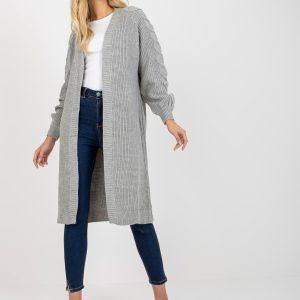 Wholesale Gray long cardigan without clasp RUE PARIS