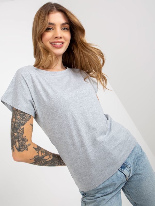 Wholesale Gray cotton basic women's t-shirt
