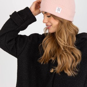 Wholesale Pale Pink Winter Striped Women's Hat