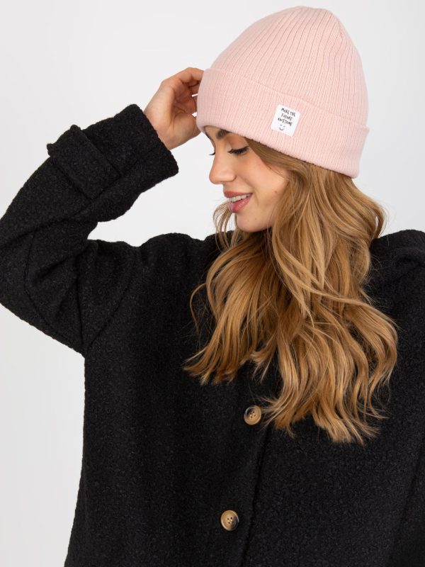 Wholesale Pale Pink Winter Striped Women's Hat