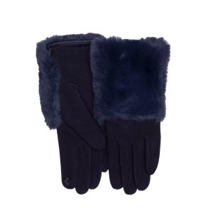 Wholesale Navy winter gloves with fur