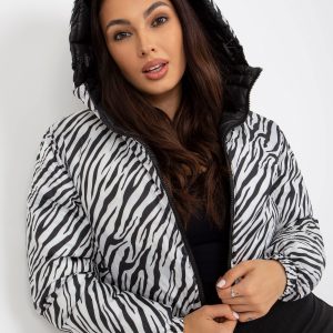 Wholesale Black Double Sided Zebra Quilted Jacket