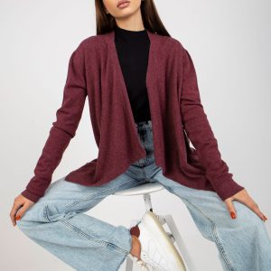 Wholesale Burgundy short asymmetrical cardigan without clasp