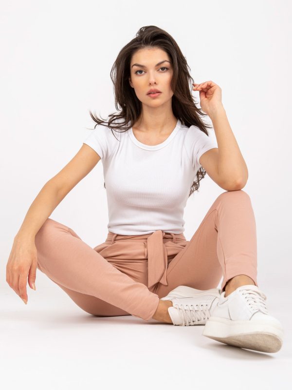 Wholesale Beige fabric trousers with pockets RUE PARIS