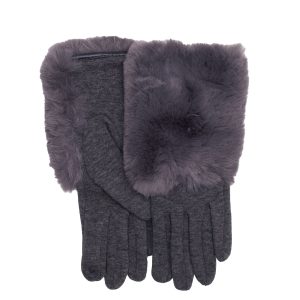 Wholesale Gray winter gloves with fur