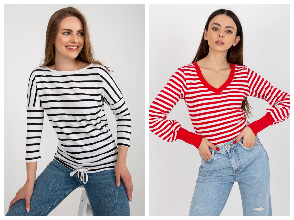 Universal elegance – basic blouse with stripes on top