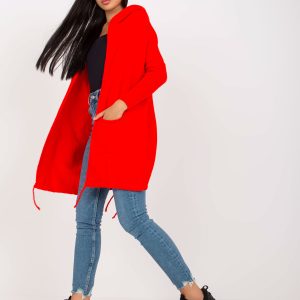 Wholesale Red classic cardigan with pockets Patty RUE PARIS