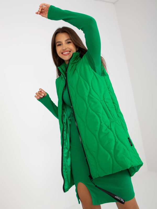 Wholesale Green zipper vest with quilting RUE PARIS