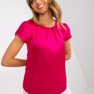 Wholesale Fuchsia smooth short sleeve blouse RUE PARIS