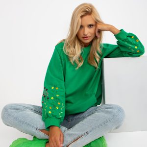 Wholesale Green kangaroo sweatshirt without hood RUE PARIS