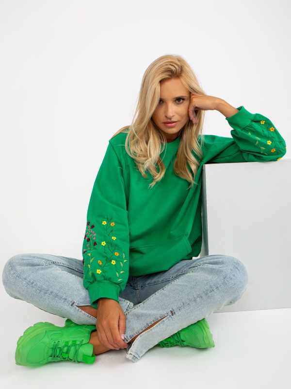 Wholesale Green kangaroo sweatshirt without hood RUE PARIS