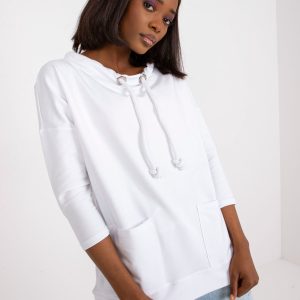 Wholesale White casual blouse with 3/4 sleeves Melitina RUE PARIS