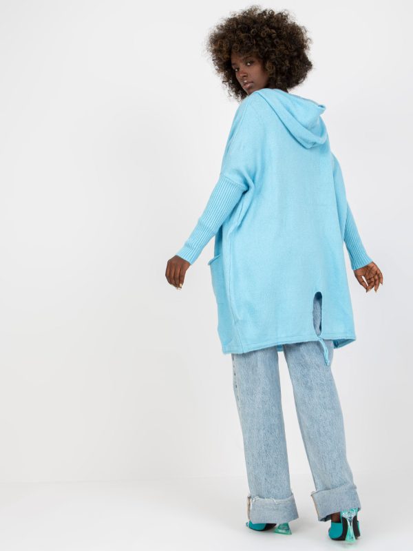 Wholesale Light blue women's cardigan with pockets Patty RUE PARIS