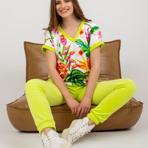 Wholesale Short sleeve lime velour set RUE PARIS