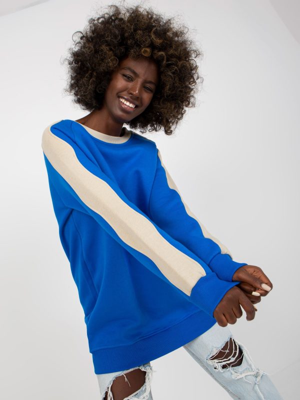 Wholesale Blue-beige sweatshirt tunic basic without hood