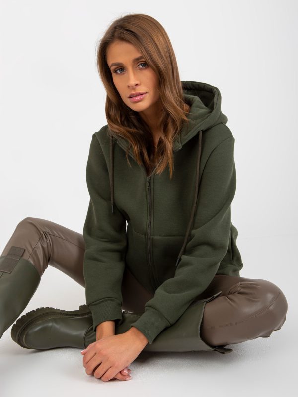 Wholesale Khaki basic sweatshirt with hood RUE PARIS