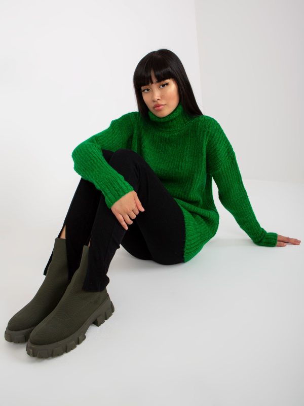 Wholesale Green loose turtleneck sweater Neva RUE PARIS