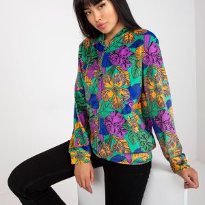 Wholesale Green and orange velvet bomber sweatshirt with print RUE PARIS